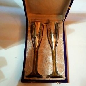 Solid Brass Flute Glass set